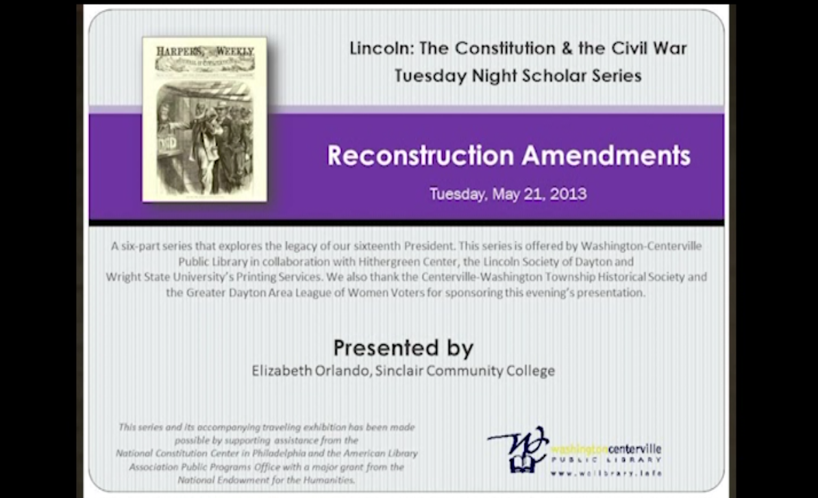 Lincoln Scholar: Reconstruction Amends.