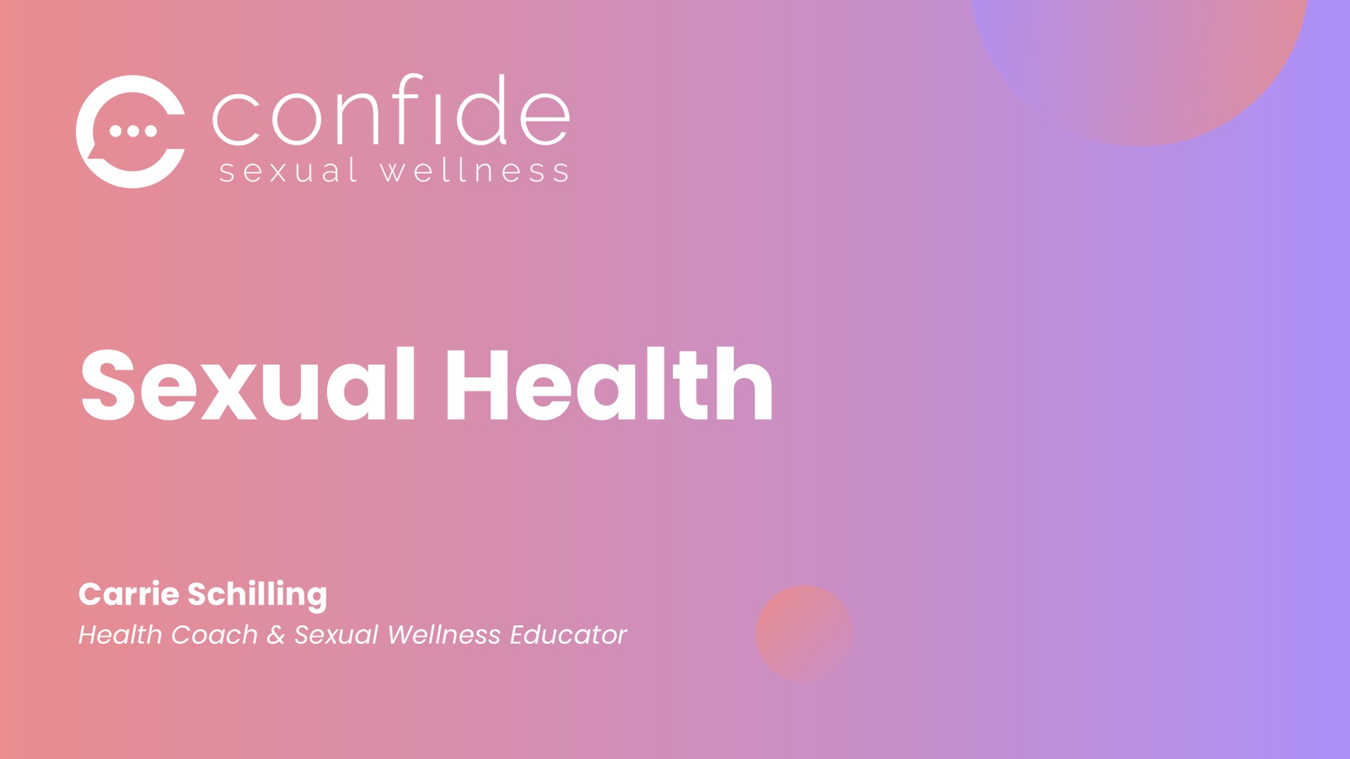 Confide Sexual Wellness: Sexuality & The Older Adult
