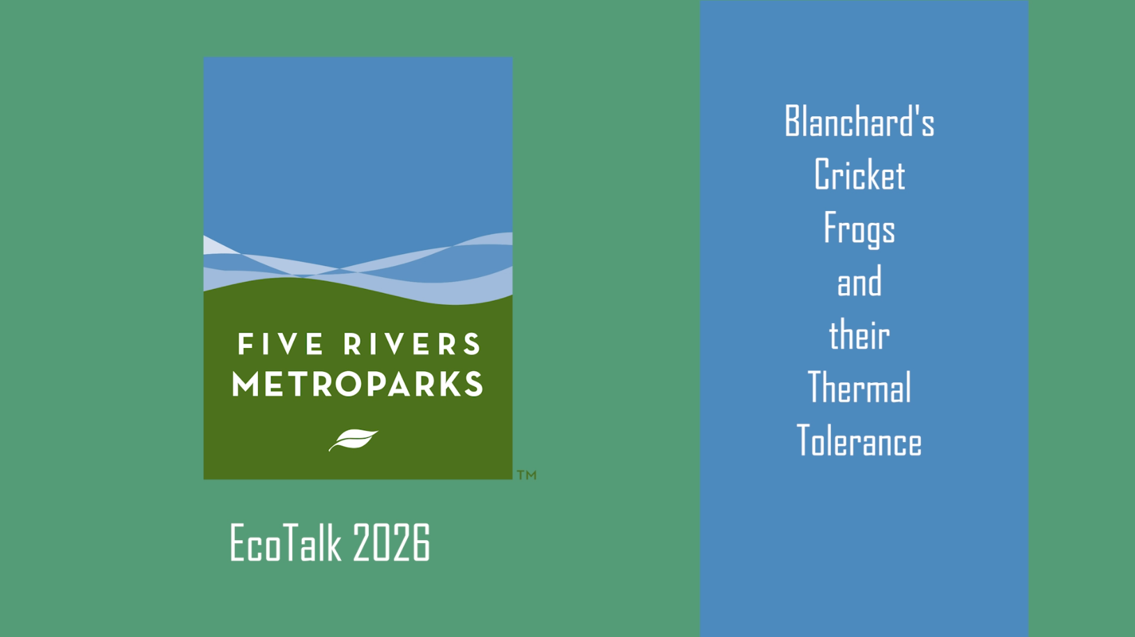 MetroParks EcoTalk 2026:  Blanchard's Cricket Frogs and their Thermal Tolerance