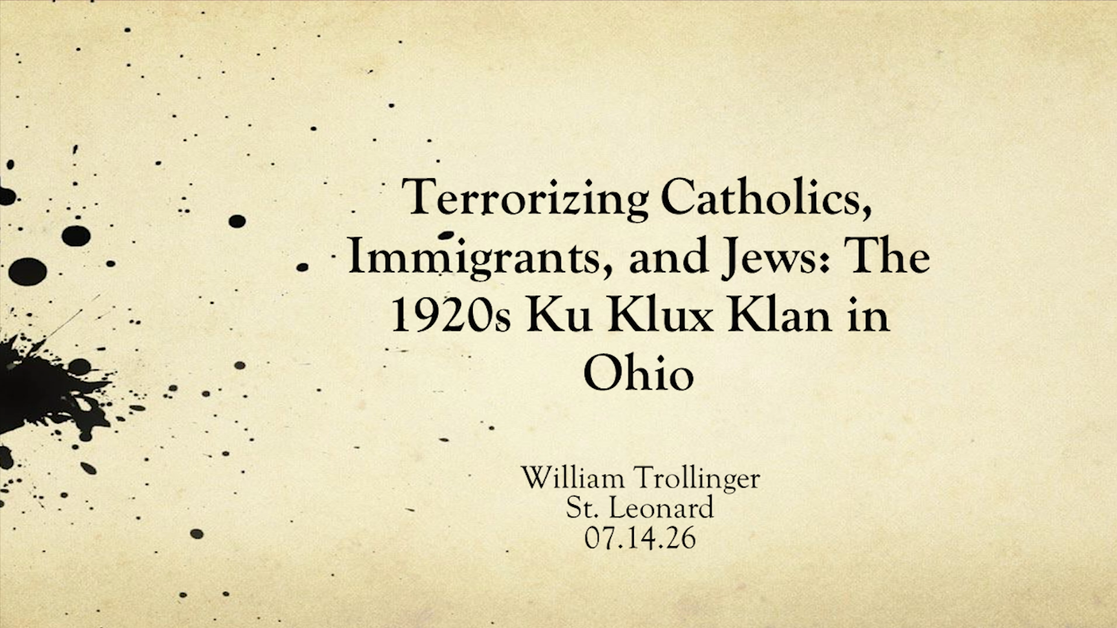 History of the Ku Klux Klan in Dayton in the 1920's