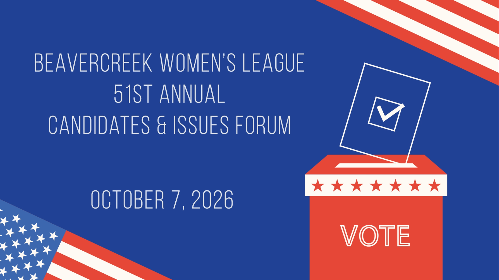 Beavercreek Women's League 51st Annual Candidates & Issues Forum